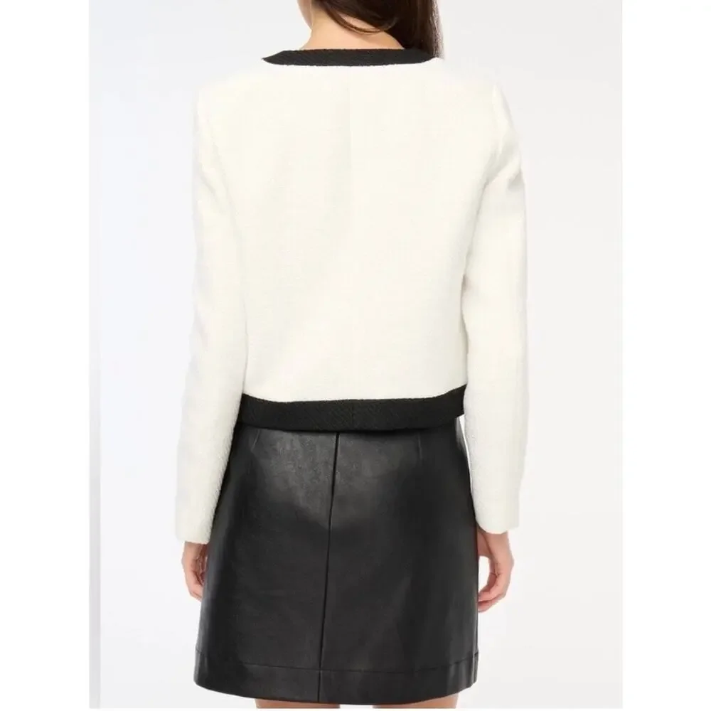 J.Crew White&Black Long Sleeve Button Front Tweed Lady Jacket Sz.10